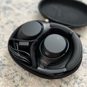 Sony Black Headphones with Rose-Gold Accents